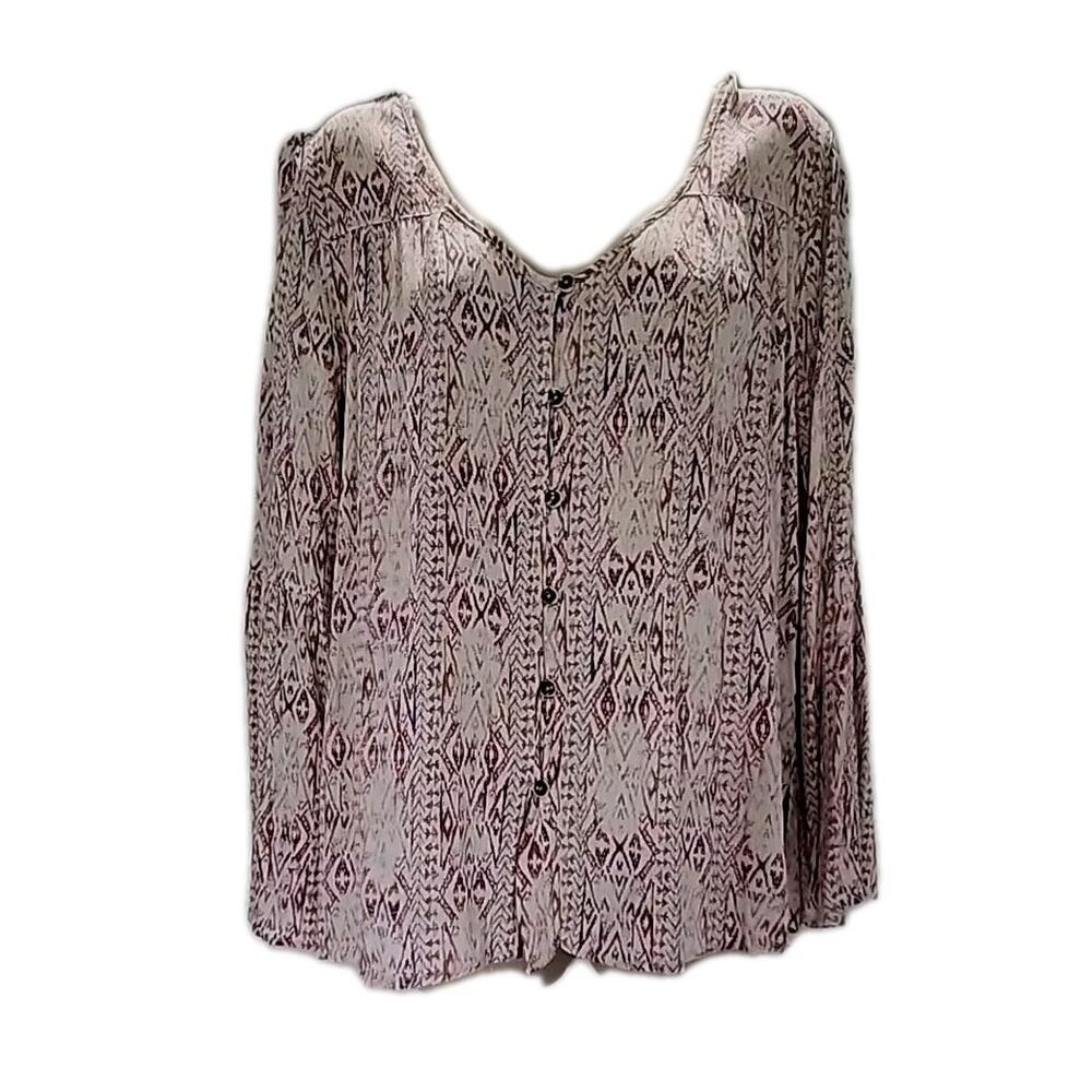 Billabong Top Lightweight Gauze Red Aztec Print Women Size Medium Summer Beach